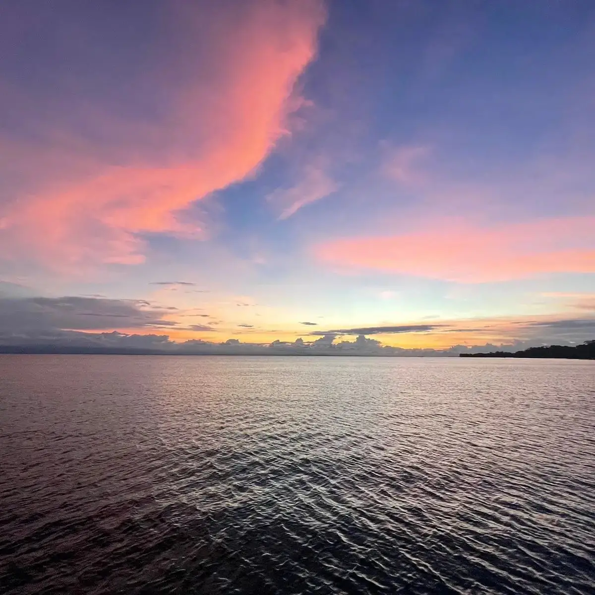 Sunset over the water in Bocas del Toro